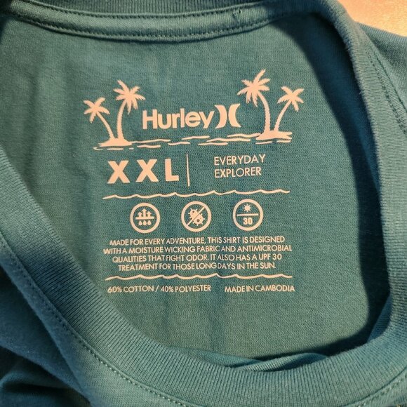 Hurley Everyday Explorer T-Shirt Rattlesnake Skull RIP Hurley Blue Mens 2XL NEW - Picture 7 of 9